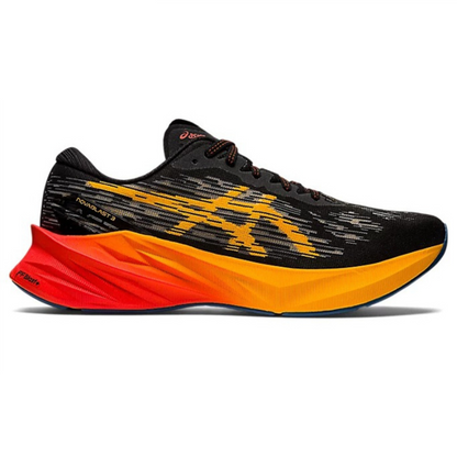 Asics Novablast 3 Preto com Vermelho e Laranja