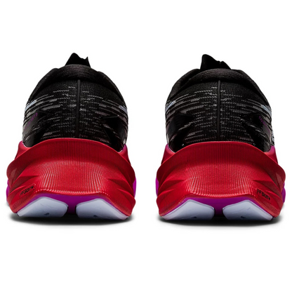 Asics Novablast 3 Preto com Roxo e vermelho