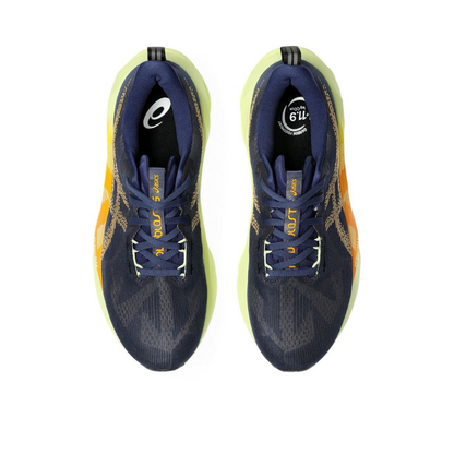 Asics Novablast 5 - Azul Marinho com Verde e Laranja