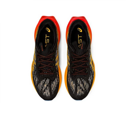 Asics Novablast 3 Preto com Vermelho e Laranja