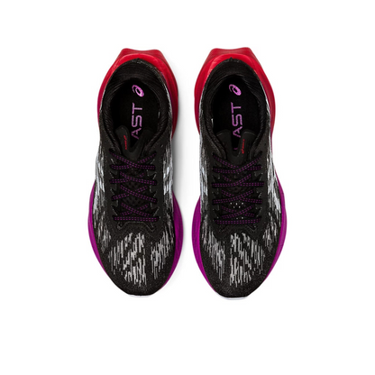 Asics Novablast 3 Preto com Roxo e vermelho