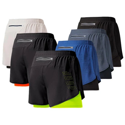 Shorts Masculino 2 em 1 MaxRun Fort Secagem Rápida e Camada Dupla