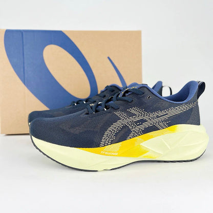 Asics Novablast 5 - Azul Marinho com Verde e Laranja